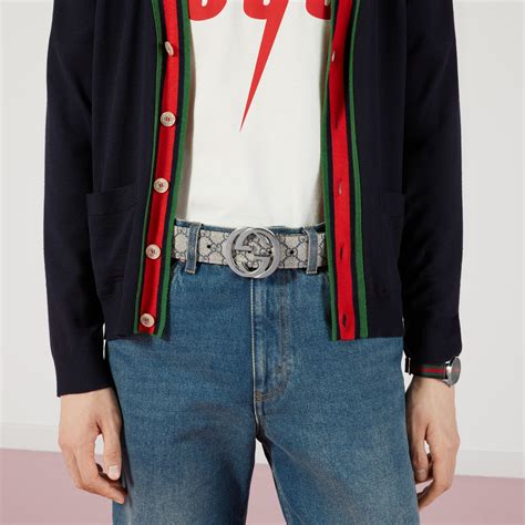 supreme 皮帶 - Gucci 王蛇印花GG Supreme皮帶.